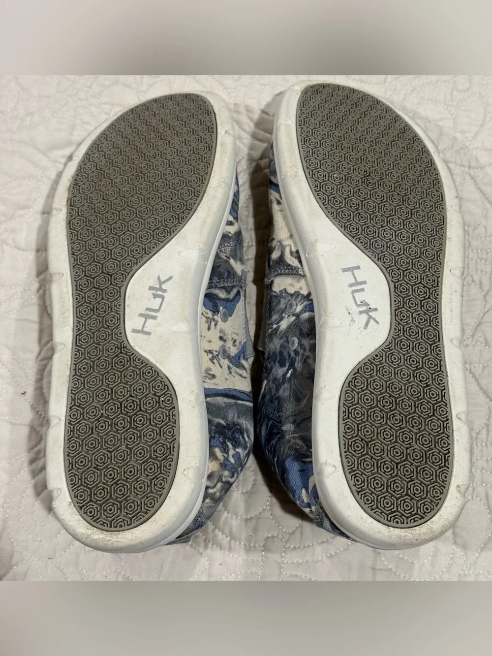 HUK Men’s Brewster Camo Slip On Boat Shoes Size 13 Blue and Gray